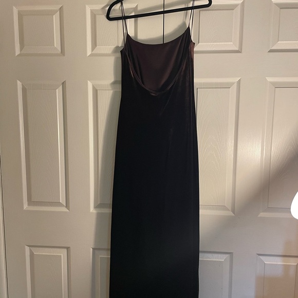 Laundry by Shelli Segal formal wedding brown velvety Y2K Maxi Dress size 12 - Picture 4 of 10